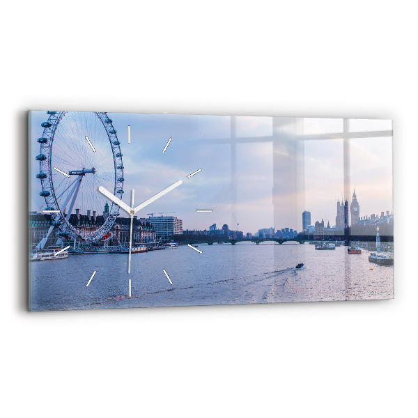 Horloge murale horizontale Panorama de la ville du London Eye