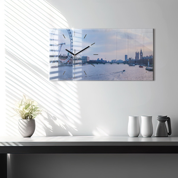 Horloge murale horizontale Panorama de la ville du London Eye