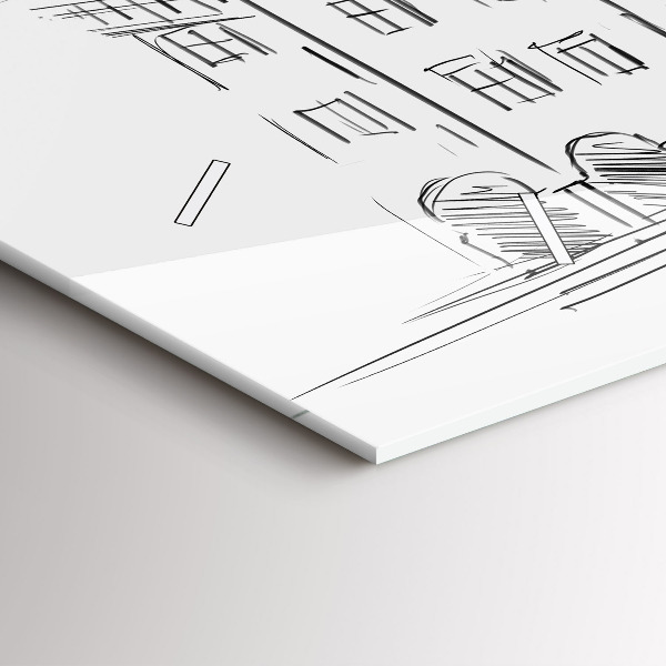 Horloge murale horizontale Croquis de la vieille ville de Poznań