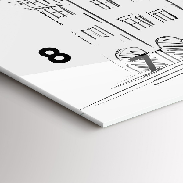 Horloge murale horizontale Croquis de la vieille ville de Poznań