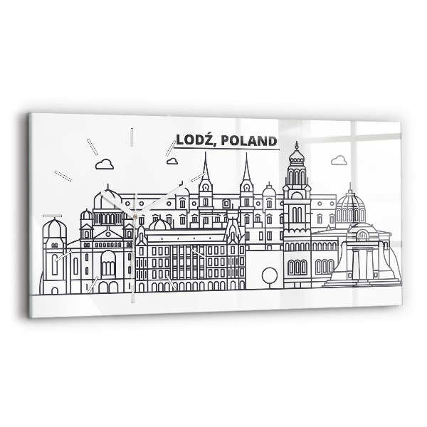 Horloge rectangulaire horizontale Panorama architectural de Lodz