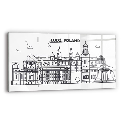 Horloge rectangulaire horizontale Panorama architectural de Lodz