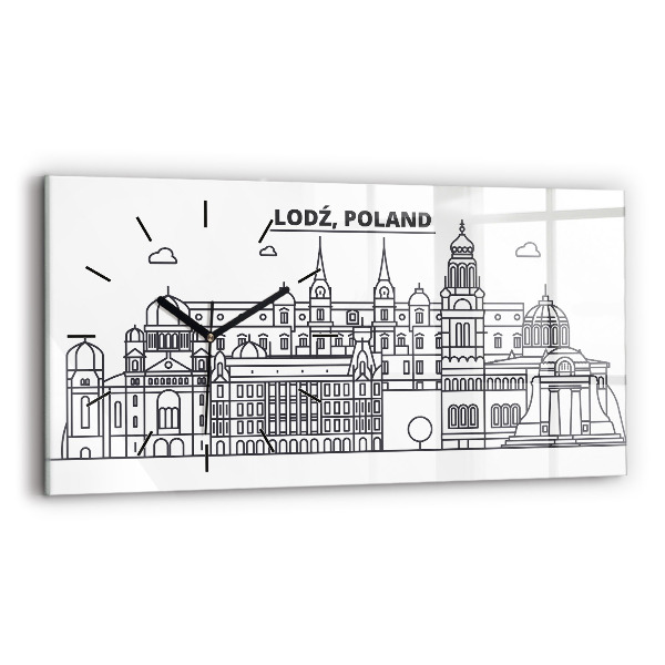 Horloge rectangulaire horizontale Panorama architectural de Lodz