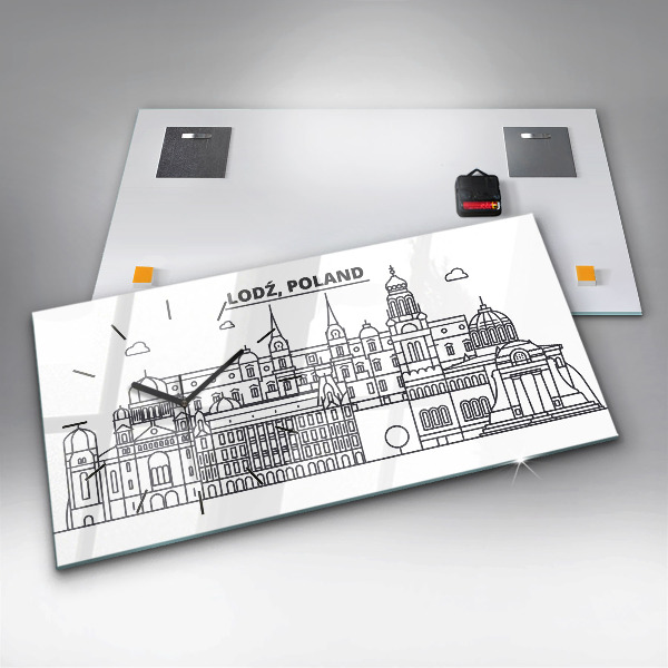 Horloge rectangulaire horizontale Panorama architectural de Lodz