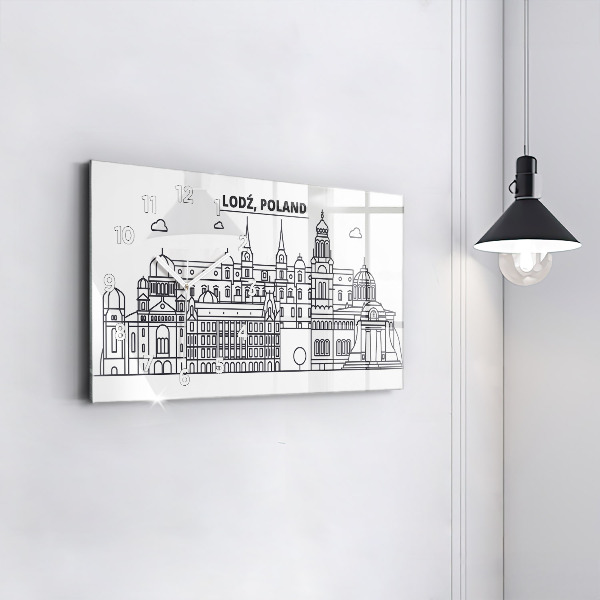 Horloge rectangulaire horizontale Panorama architectural de Lodz