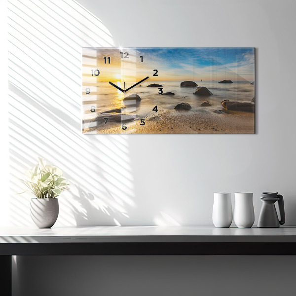 Horloge murale horizontale Lever de soleil sur la mer Baltique