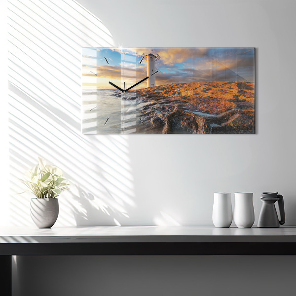 Horloge rectangulaire horizontale Le phare et la mer Baltique