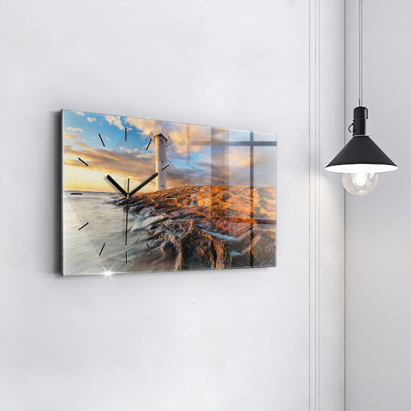 Horloge rectangulaire horizontale Le phare et la mer Baltique