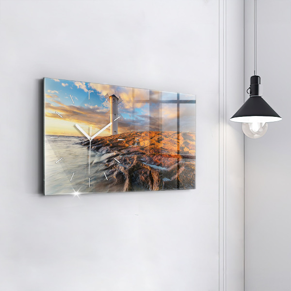 Horloge rectangulaire horizontale Le phare et la mer Baltique