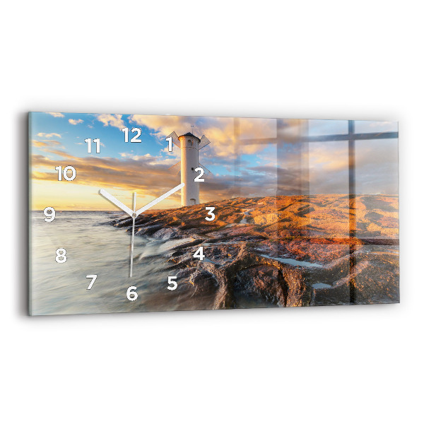 Horloge rectangulaire horizontale Le phare et la mer Baltique