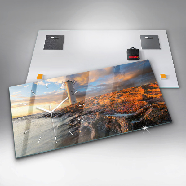Horloge rectangulaire horizontale Le phare et la mer Baltique