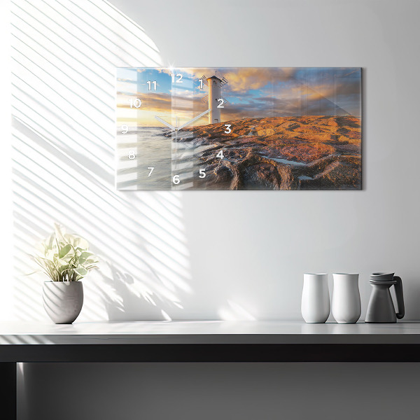 Horloge rectangulaire horizontale Le phare et la mer Baltique