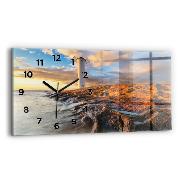 Horloge rectangulaire horizontale Le phare et la mer Baltique