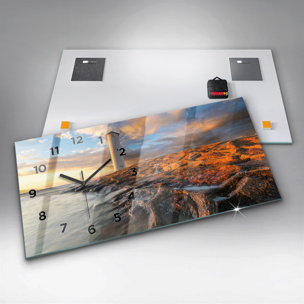 Horloge rectangulaire horizontale Le phare et la mer Baltique