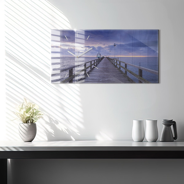 Horloge murale horizontale Jetée sur la mer Baltique