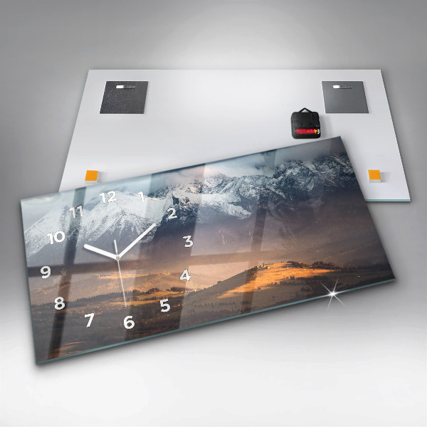 Horloge murale horizontale Les Tatras dans un panorama de montagne en hiver
