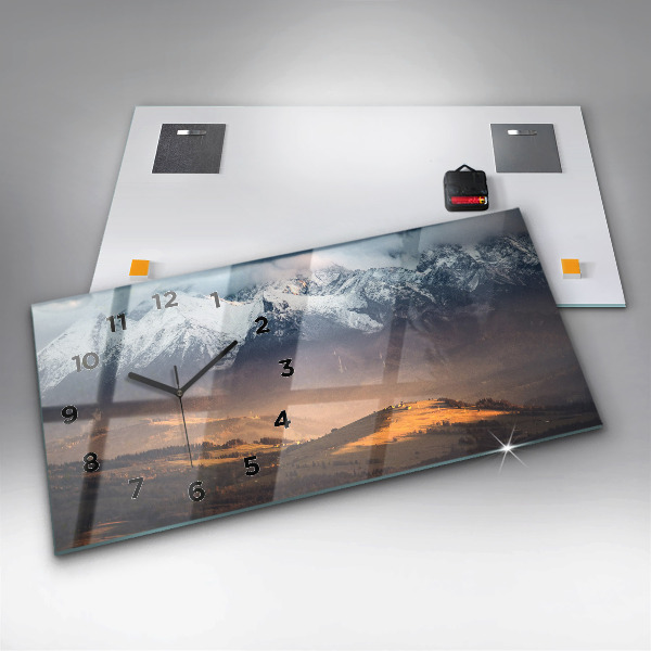 Horloge murale horizontale Les Tatras dans un panorama de montagne en hiver