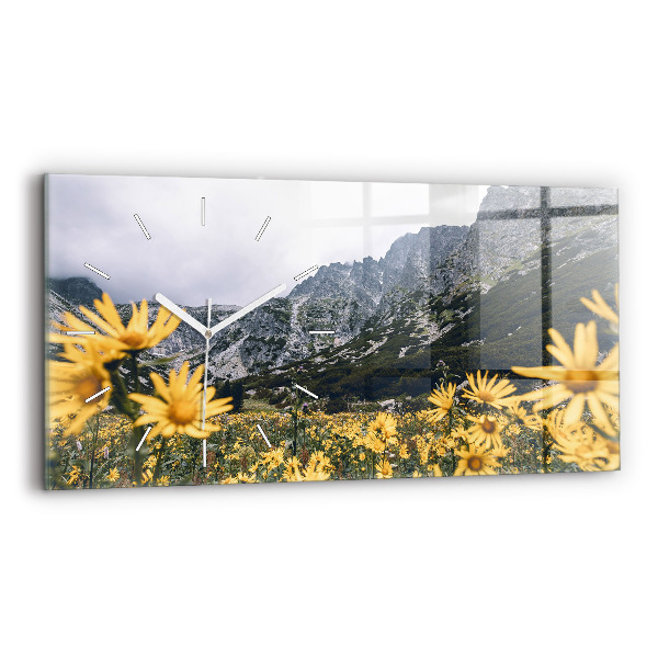 Horloge murale horizontale Fleurs des prés dans les montagnes