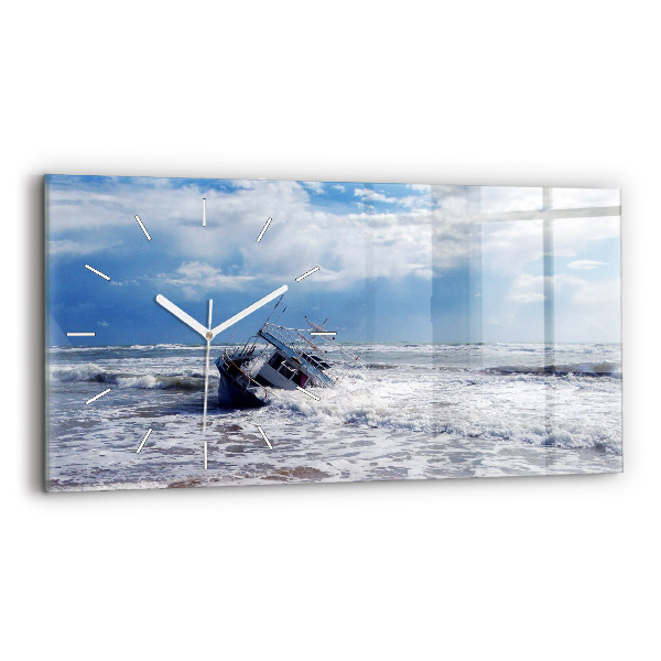 Horloge murale horizontale Embarcation coulée