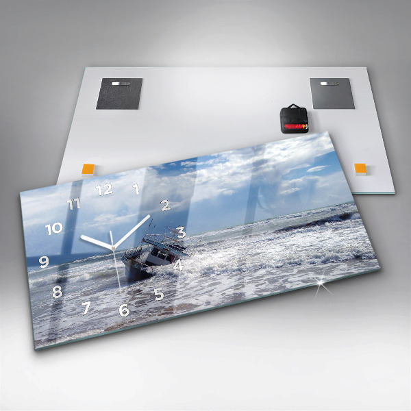 Horloge murale horizontale Embarcation coulée