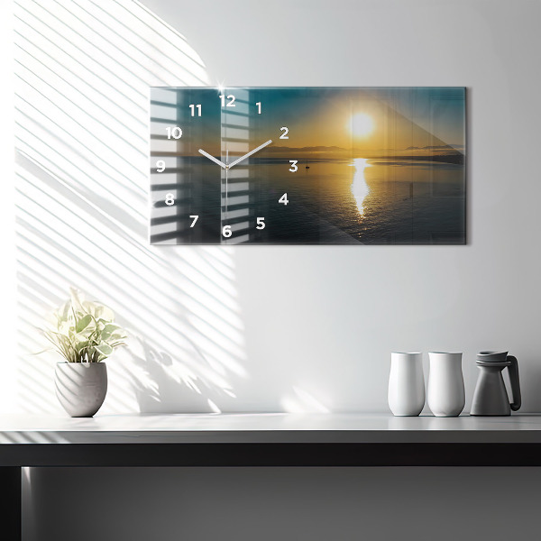 Horloge murale horizontale Paysage au lever du soleil