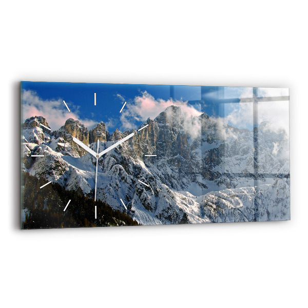 Horloge murale horizontale Montagnes sous le ciel bleu