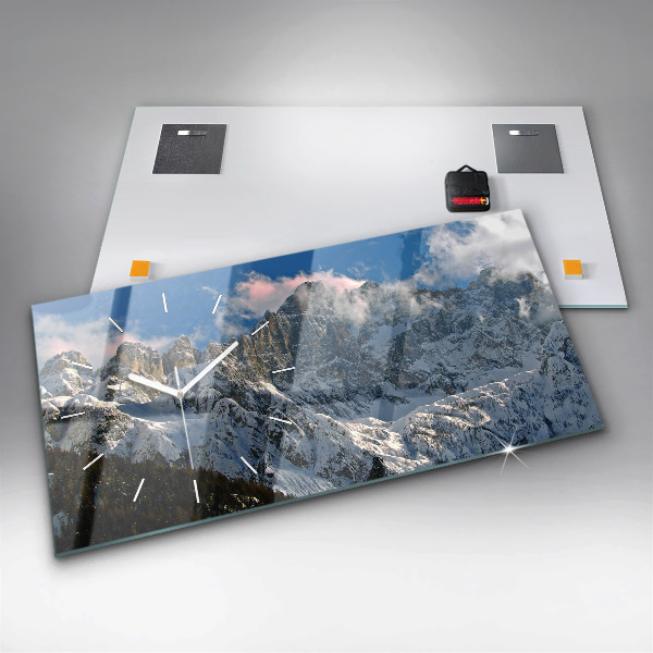 Horloge murale horizontale Montagnes sous le ciel bleu
