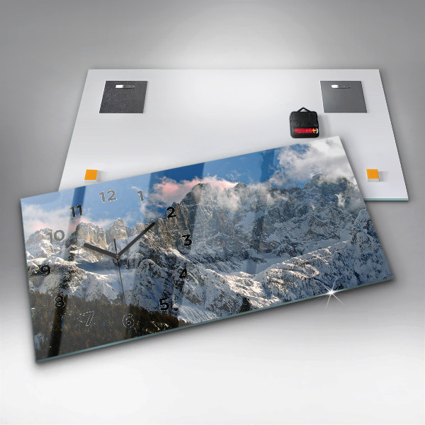 Horloge murale horizontale Montagnes sous le ciel bleu
