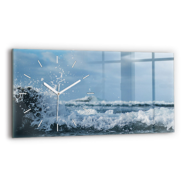 Horloge murale horizontale Photographie des vagues de la mer