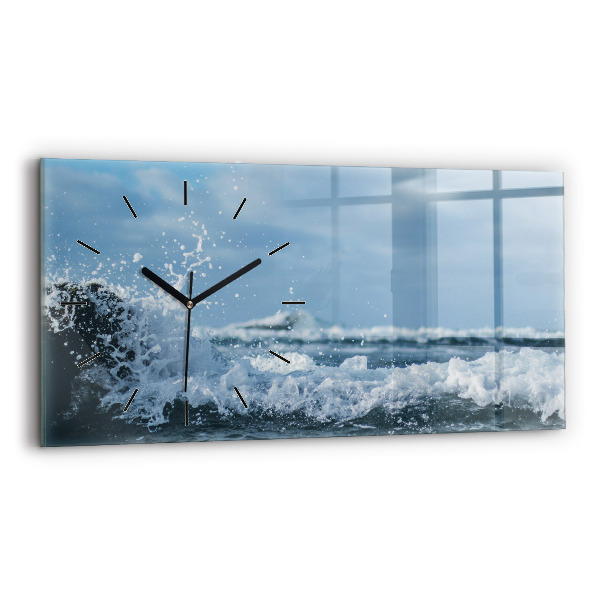 Horloge murale horizontale Photographie des vagues de la mer