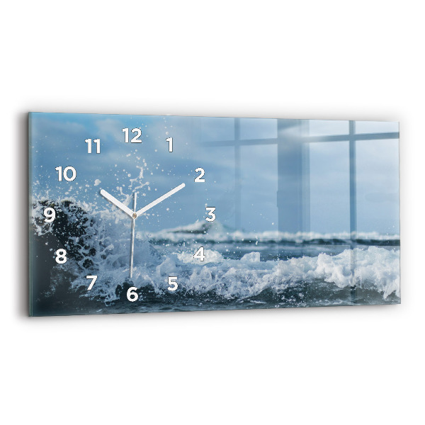 Horloge murale horizontale Photographie des vagues de la mer