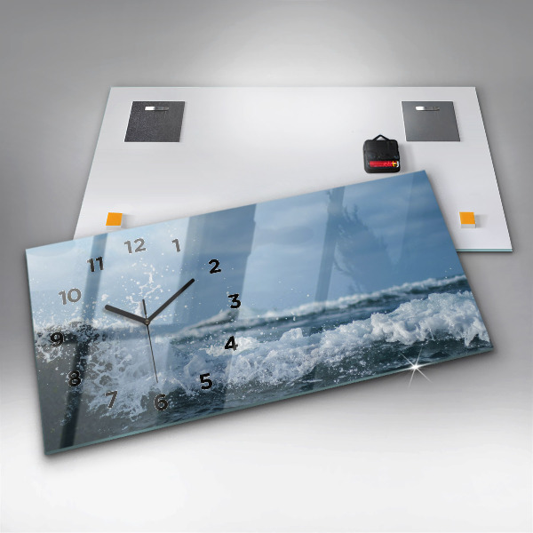 Horloge murale horizontale Photographie des vagues de la mer