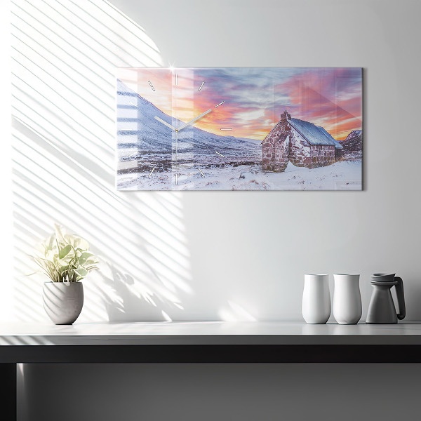 Horloge murale horizontale Chalet à la montagne