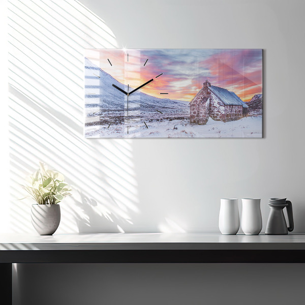 Horloge murale horizontale Chalet à la montagne