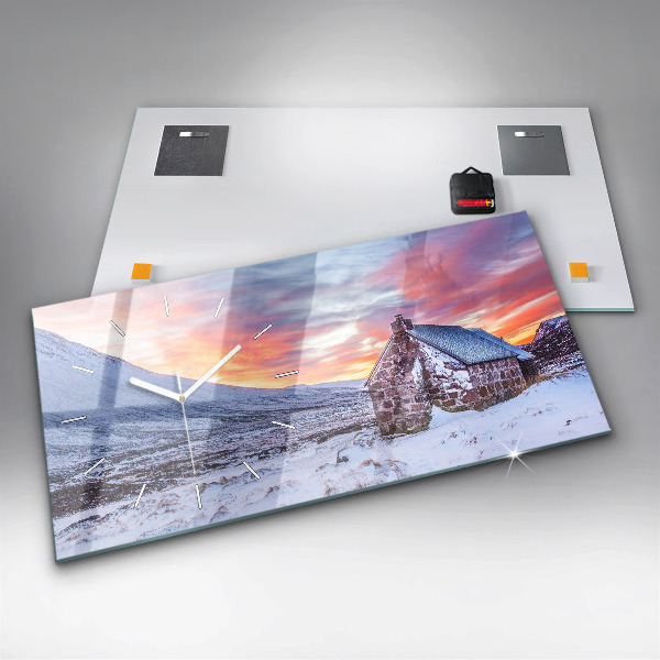 Horloge murale horizontale Chalet à la montagne