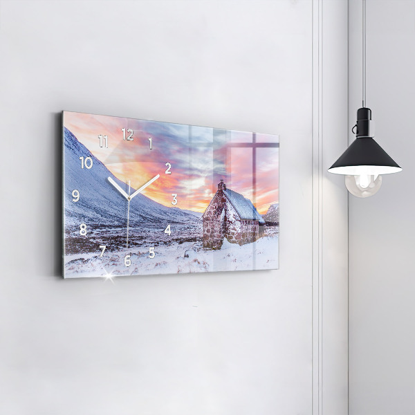 Horloge murale horizontale Chalet à la montagne