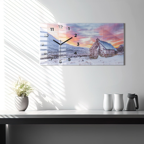 Horloge murale horizontale Chalet à la montagne