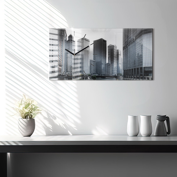 Horloge murale horizontale Lodz avec un panorama de la ville