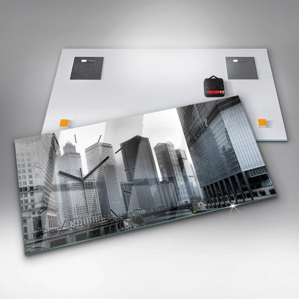 Horloge murale horizontale Lodz avec un panorama de la ville