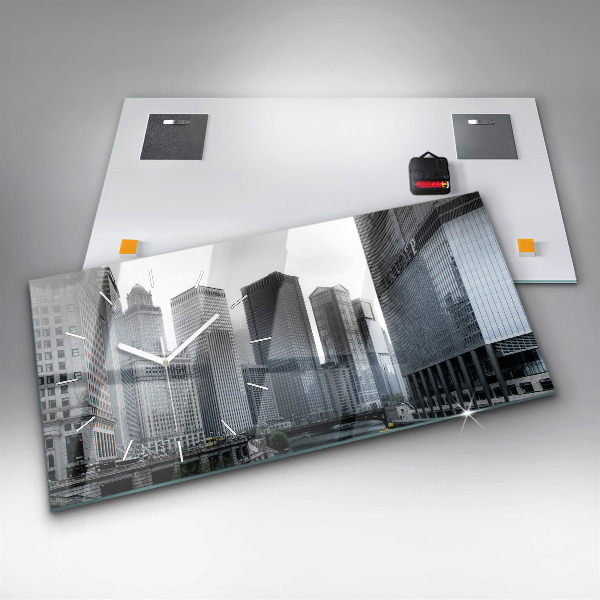 Horloge murale horizontale Lodz avec un panorama de la ville