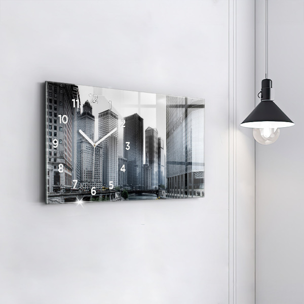 Horloge murale horizontale Lodz avec un panorama de la ville