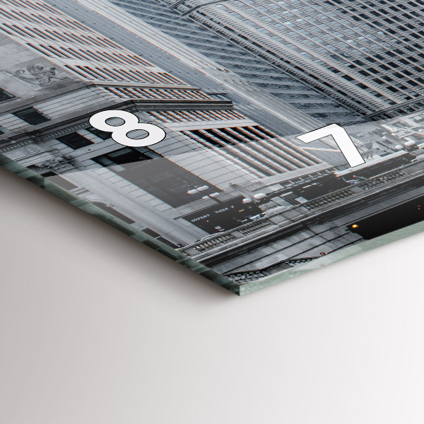 Horloge murale horizontale Lodz avec un panorama de la ville