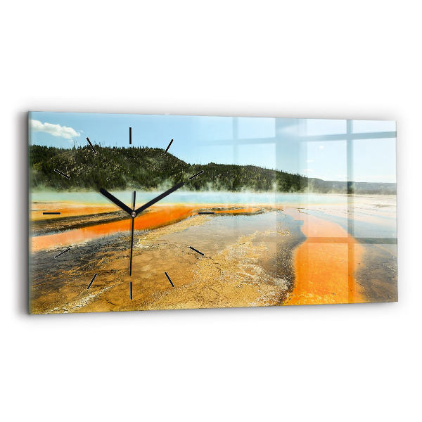 Horloge murale horizontale Lac avec montagnes