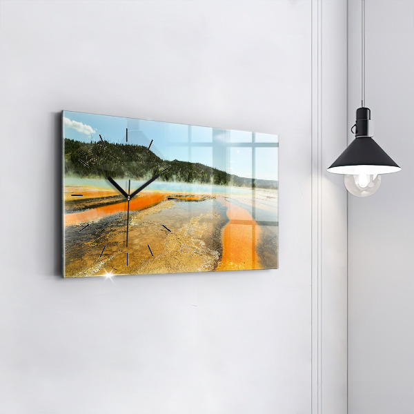 Horloge murale horizontale Lac avec montagnes