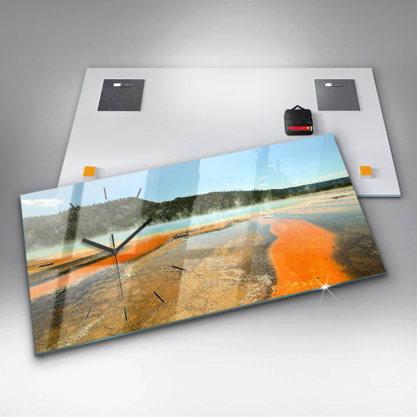 Horloge murale horizontale Lac avec montagnes