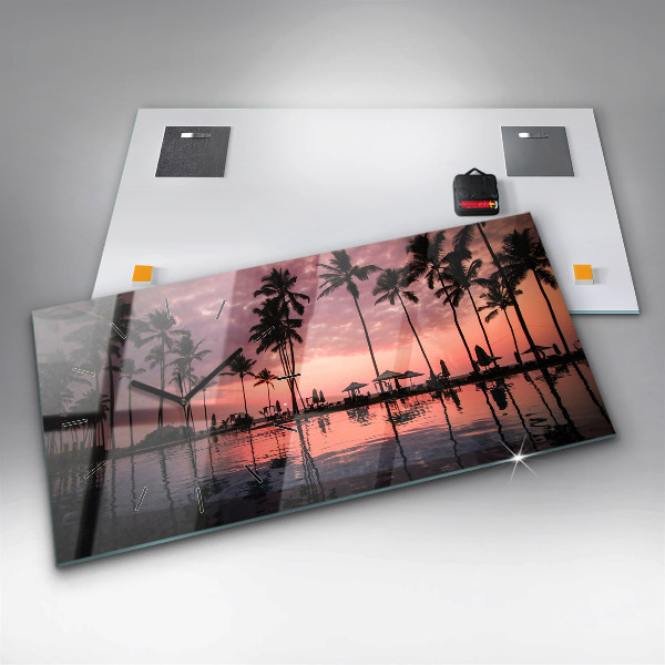 Horloge murale horizontale Palmiers à Hawaï