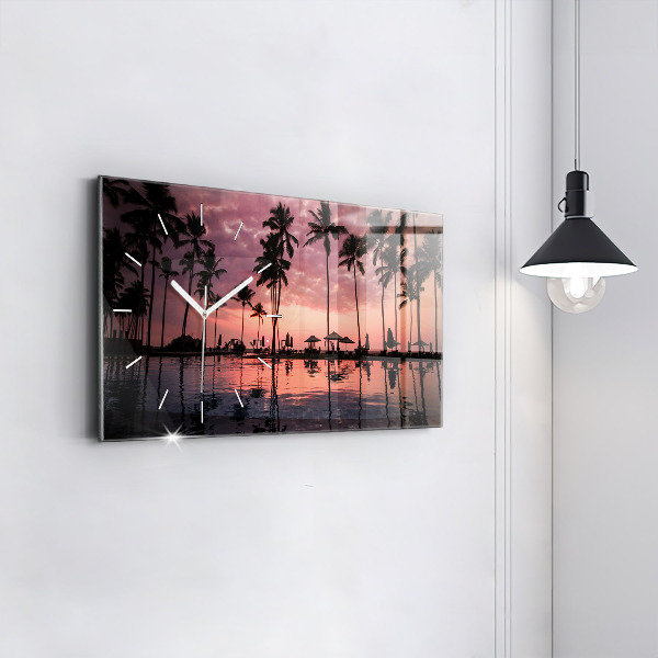 Horloge murale horizontale Palmiers à Hawaï