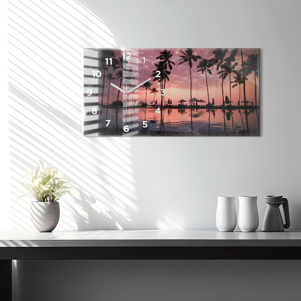 Horloge murale horizontale Palmiers à Hawaï