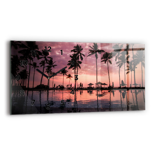 Horloge murale horizontale Palmiers à Hawaï