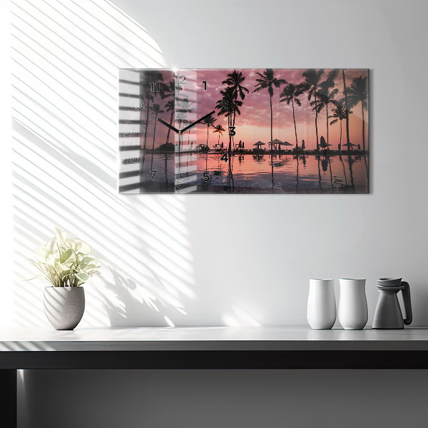 Horloge murale horizontale Palmiers à Hawaï